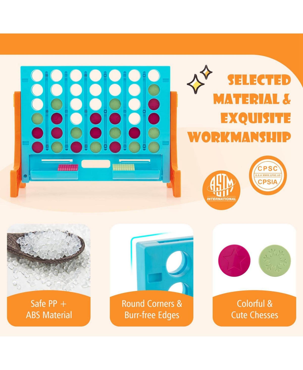 Costway Wall Mounted or Tabletop Giant a Row Jumbo 4-to-Score Connect Game Set