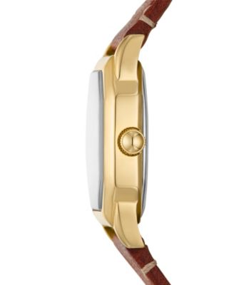 Women's Harlow Three-Hand Medium Brown Leather Watch 27mm