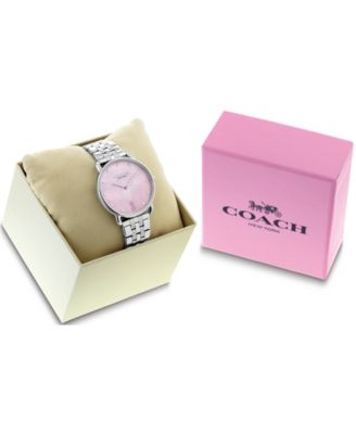 Women's Silver Elliot Stainless Steel Breast Cancer Awareness Watch 36mm