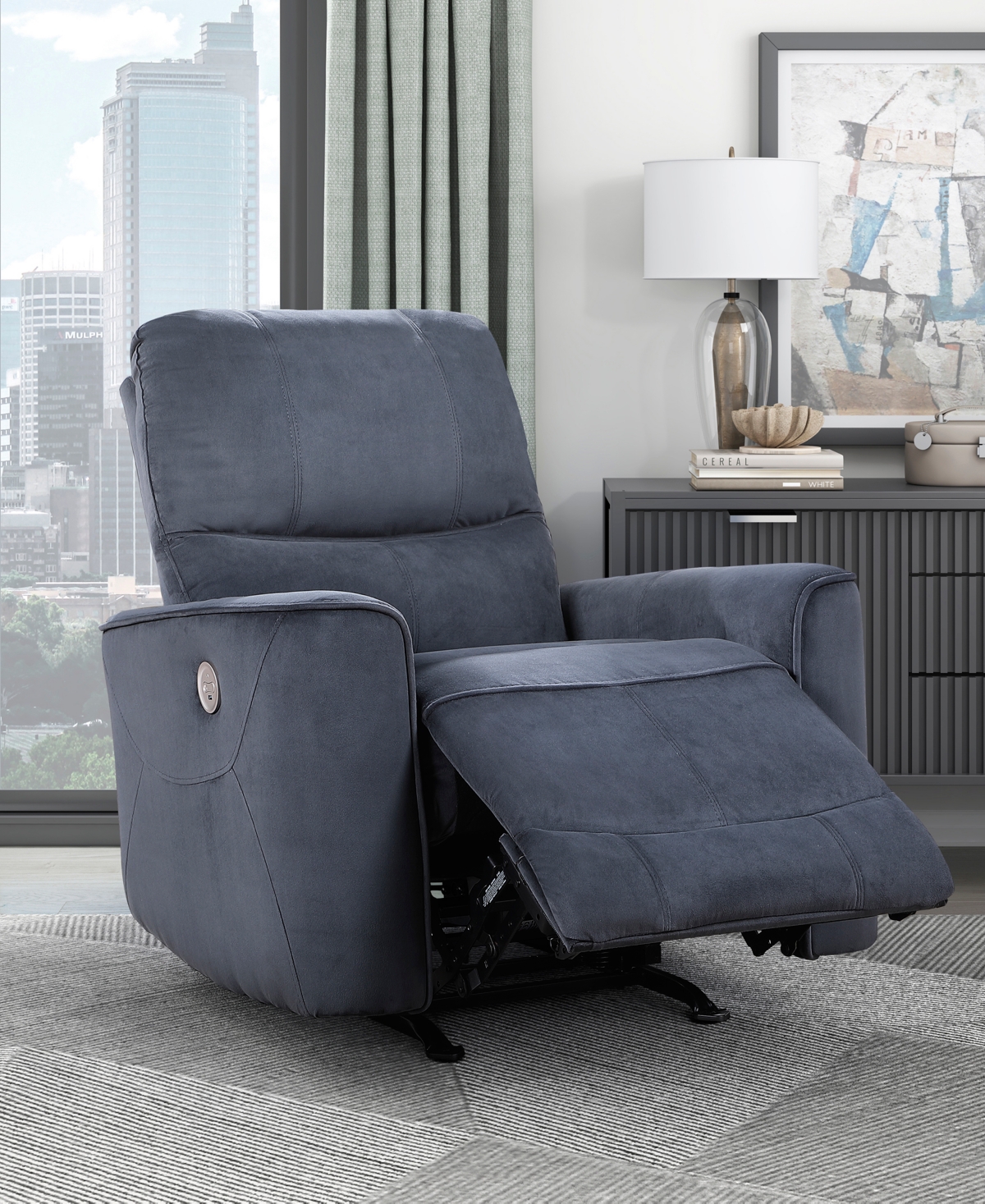 Shop Homelegance White Label Elevated 35" Power Rocker Reclining Chair In Dark Gray