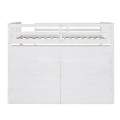 Full Size Loft Bed With 8 Open Storage Shelves And Builtin Ladder