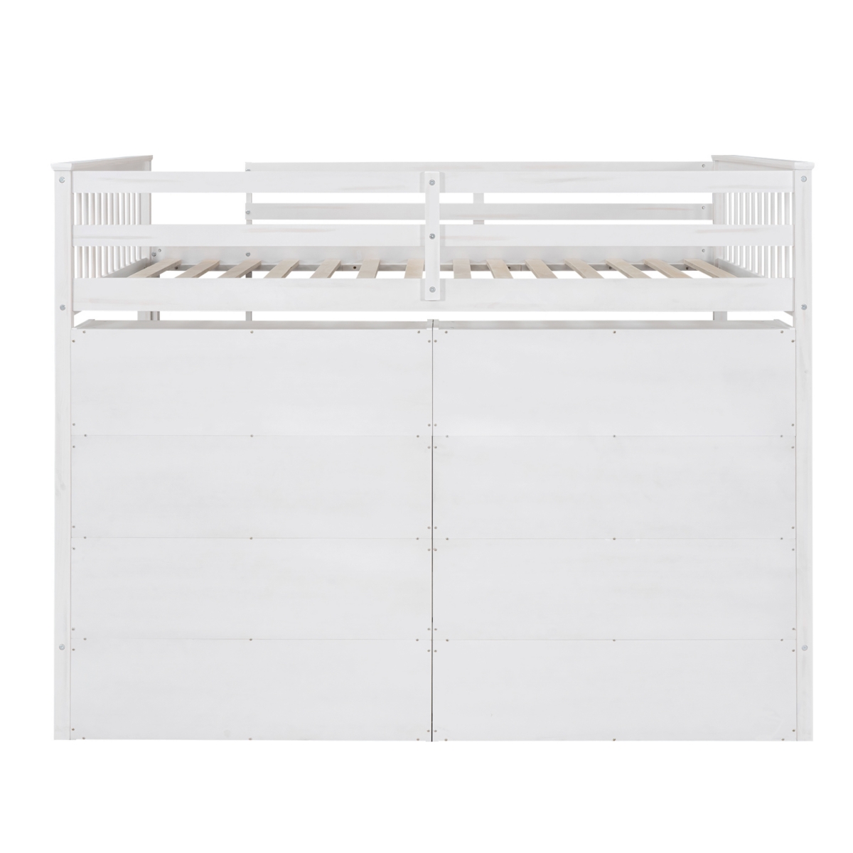 Full Size Loft Bed With 8 Open Storage Shelves And Builtin Ladder