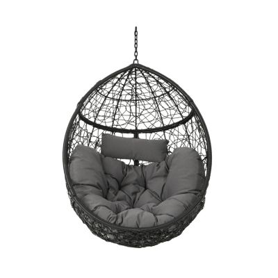 Cozy Wicker Egg Hammock Chair with Removable Cushions