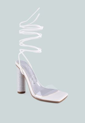 Women's Scansta Lace Up Rhinestone Embellished Heel Sandals