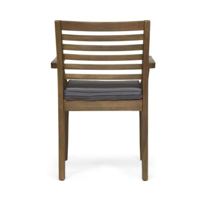 Sophisticated Gray Acacia Patio Dining Chair Set with Wicker Seats