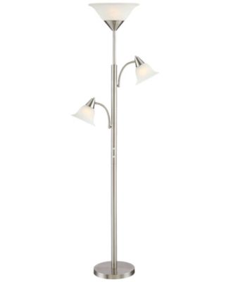 Jordan Modern Torchiere Floor Lamp with Side Lights 71 1/2" Tall Brushed Nickel Alabaster Glass Shade for Living Room Reading Bedroom