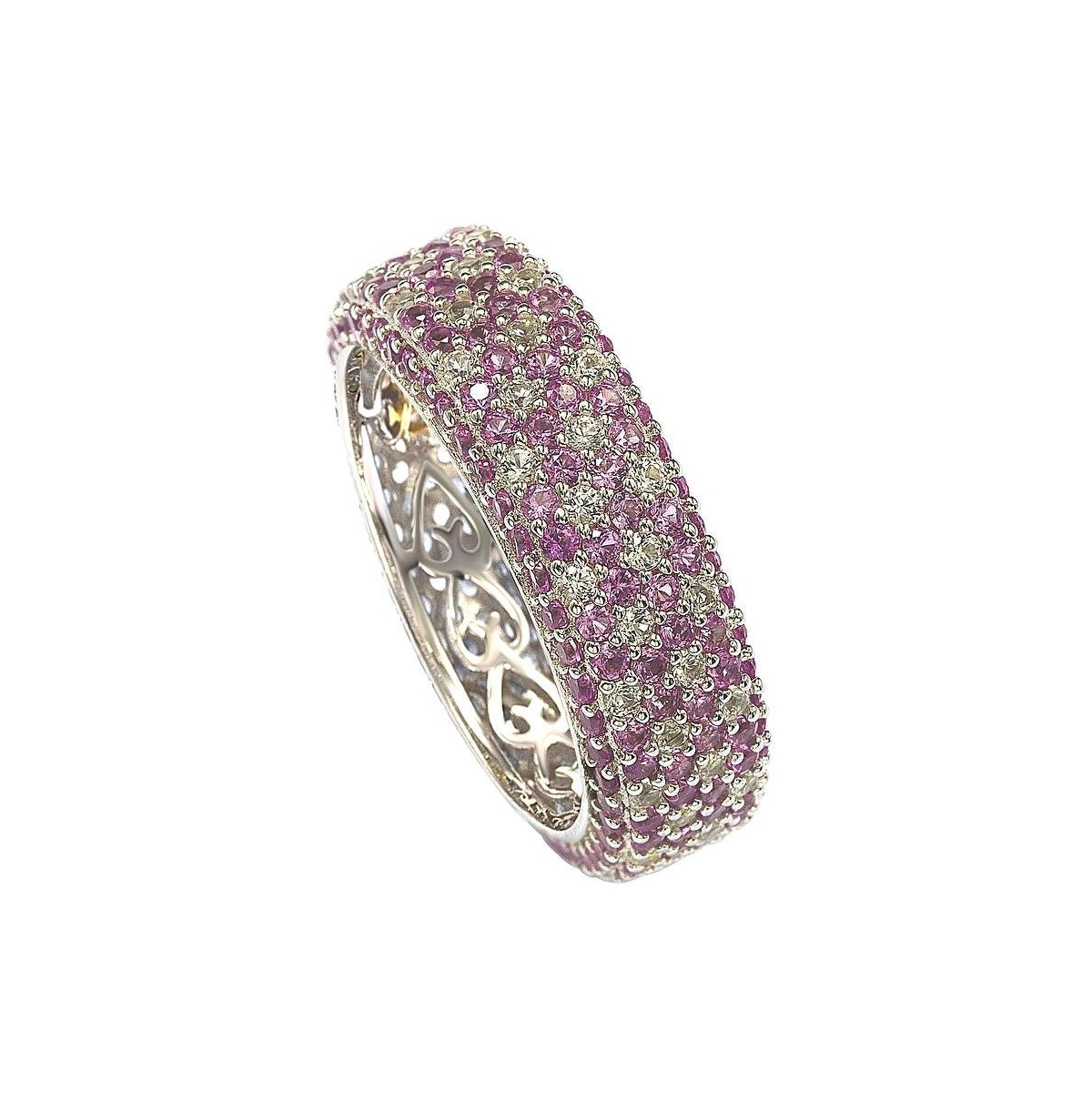 Suzy Levian New YorkSapphire & Lab-Grown White Sapphire Pave Eternity Band Ring in Sterling Silver by Suzy Levian - Pink