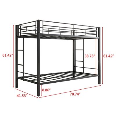 Heavy Duty Twin Over Twin Metal Bunk Bed with Shelf