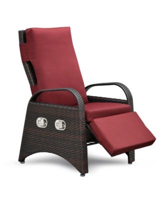 Adjustable Outdoor Rattan Recliner with Hidden Table