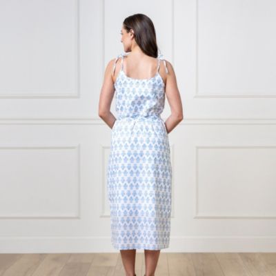 Women's Organic Sleeveless Button Front Sundress with Sash