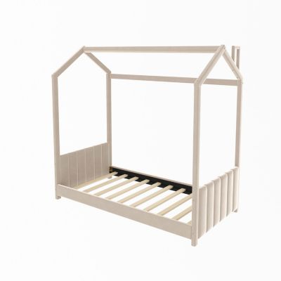 Twin Size Velvet House Bed Wood Bed