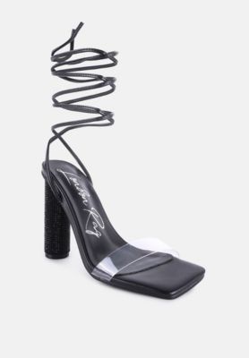 Women's Scansta Lace Up Rhinestone Embellished Heel Sandals