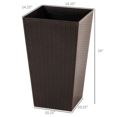 Stylish Rattan-Like Set of 3 Self-Draining Planter Pots (14x14x24")