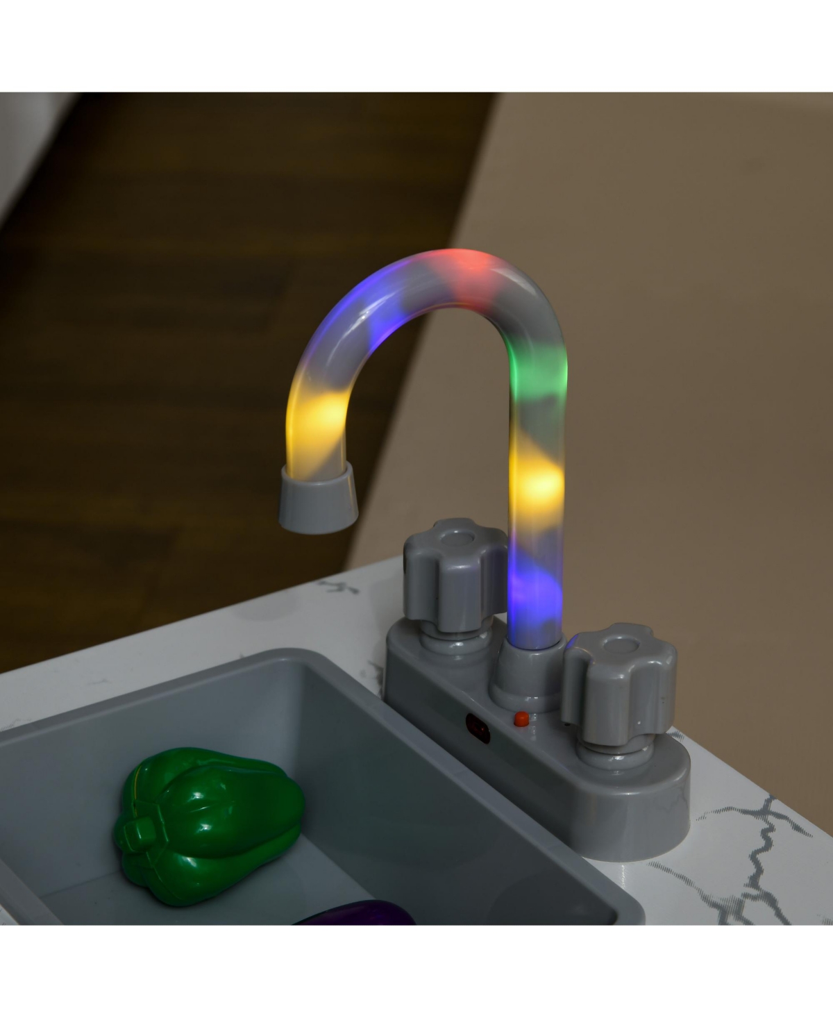 Streamdale Furniture Realistic Toddler Play Kitchen with Lights, Sounds, and Ice Maker