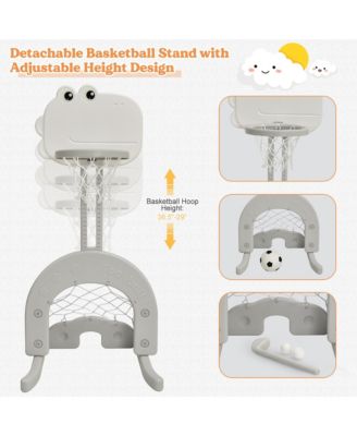 6 in 1 Toddler Slide and Swing Set Climber Playset w/ Ball Games Orange