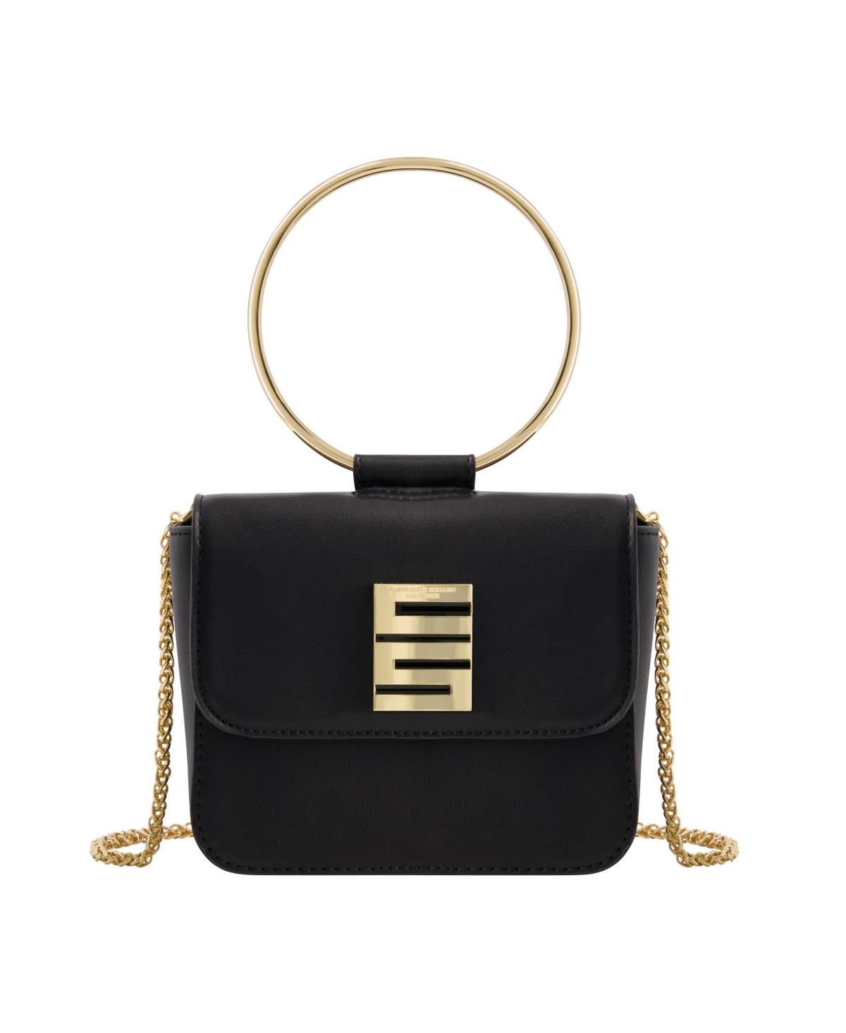 Ring Handle Mini Flap Crossbody - Black