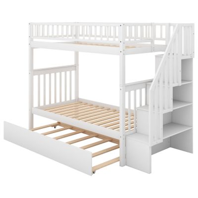 Streamdale Twin Over Twin Bunk Bed With Trundle And Storage