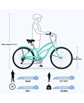Streamdale 7 Speed Bicycles, Multiple Colors 26"Inch Beach Cruiser Bike
