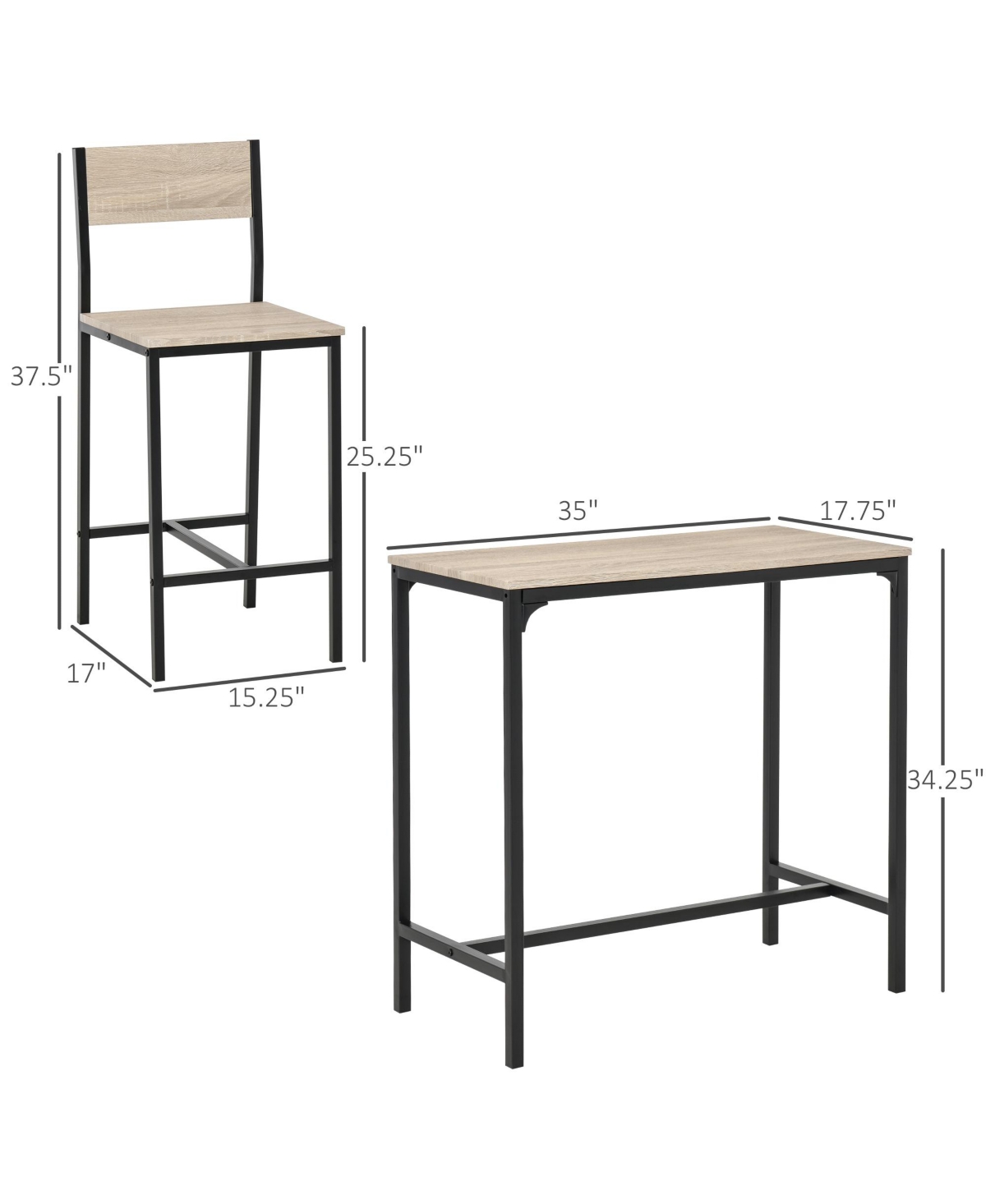 Streamdale Furniture Space-Saving Bar Set Table and Stools for Cozy Spaces