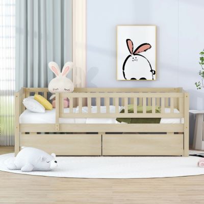 Twin Size Daybed Wood Bed With Two Drawers