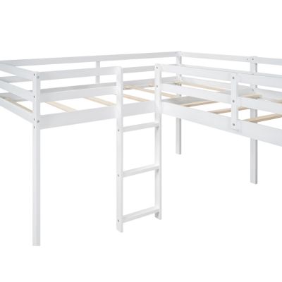 Streamdale L-Shaped Twin Size Loft Bed With Ladder And Slide