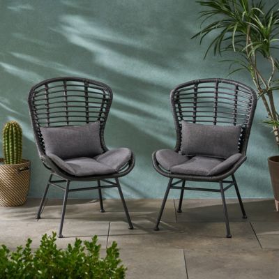 Streamdale Modern Rattan Accent Chair with Water-Resistant Cushions