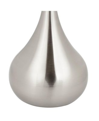 Mid Century Modern Floor Lamp 62" Tall Brushed Steel Droplet Cotton Cylinder Shade for Living Room Bedroom Office