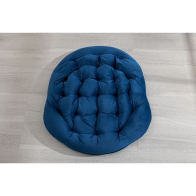 Navy Blue Outdoor Rattan Rocking Chair with Cushion