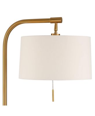 Volta Modern Floor Lamp with Tray Table 66" Tall Brass USB Charging Port White Drum Shade for Living Room Bedroom Office House