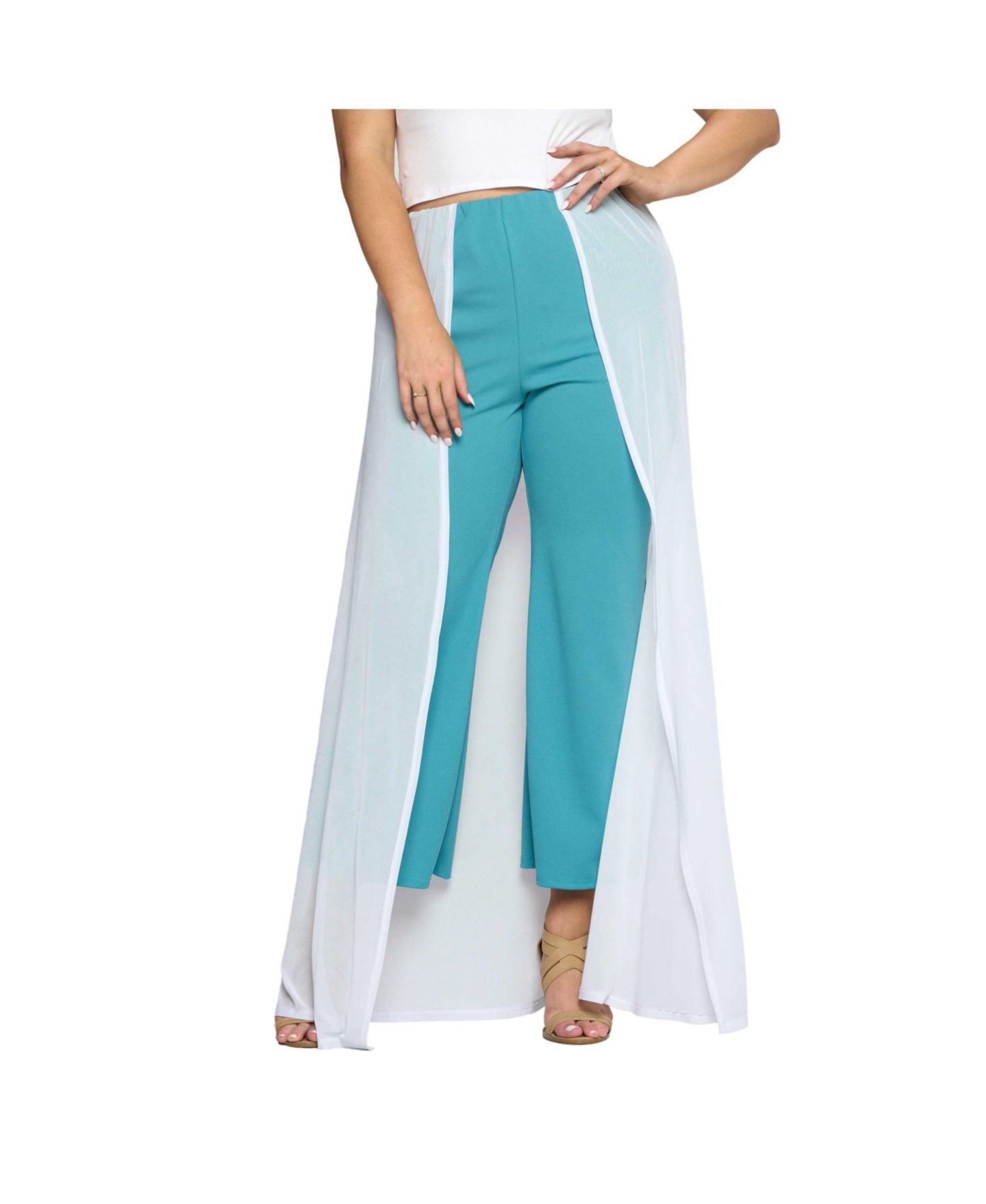 Женские брюки L I V D Plus Size Mesh Walk Through, цвет: Морская пена — фото 1