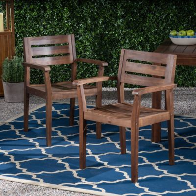 Streamdale Christopher Knight Home 2-Piece Acacia Wood Outdoor Dining Chairs