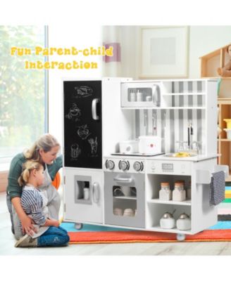Wooden Kitchen Pretend Play Kitchen with Simulated Sound
