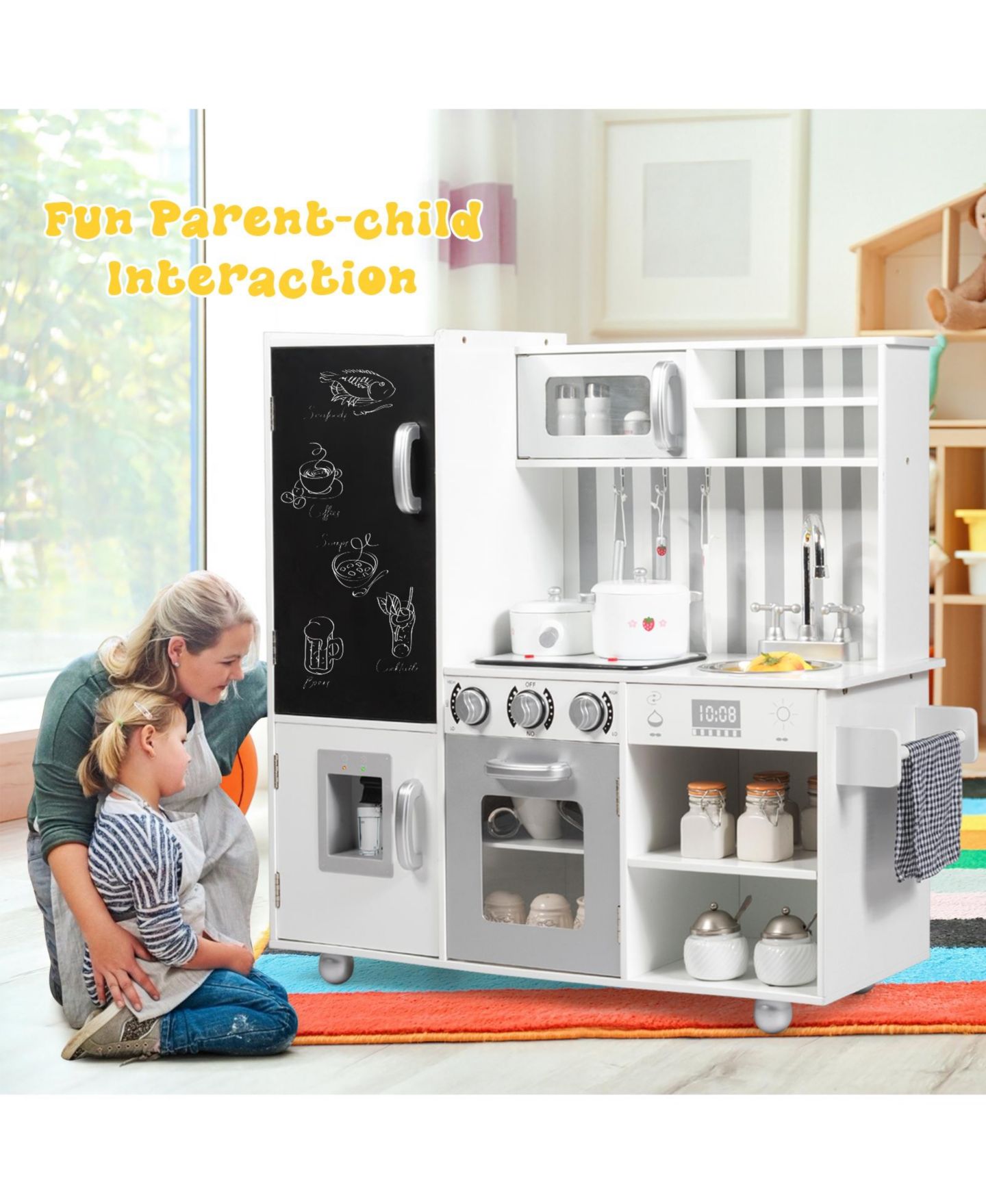 Детская игрушка SUGIFT Wooden Pretend Play Kitchen with Simulated Sound, Ages 3+, цвет: Белый — фото 9