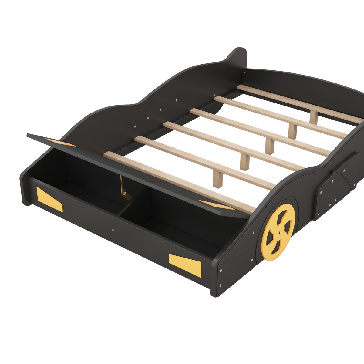 Streamdale Furniture Full Size Race Car-Shaped Platform Bed With Wheels And Storage