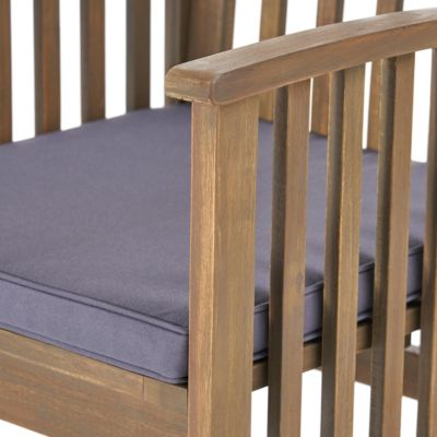 Streamdale Rustic Acacia Wood Dining Chairs with Water-Resistant Cushions