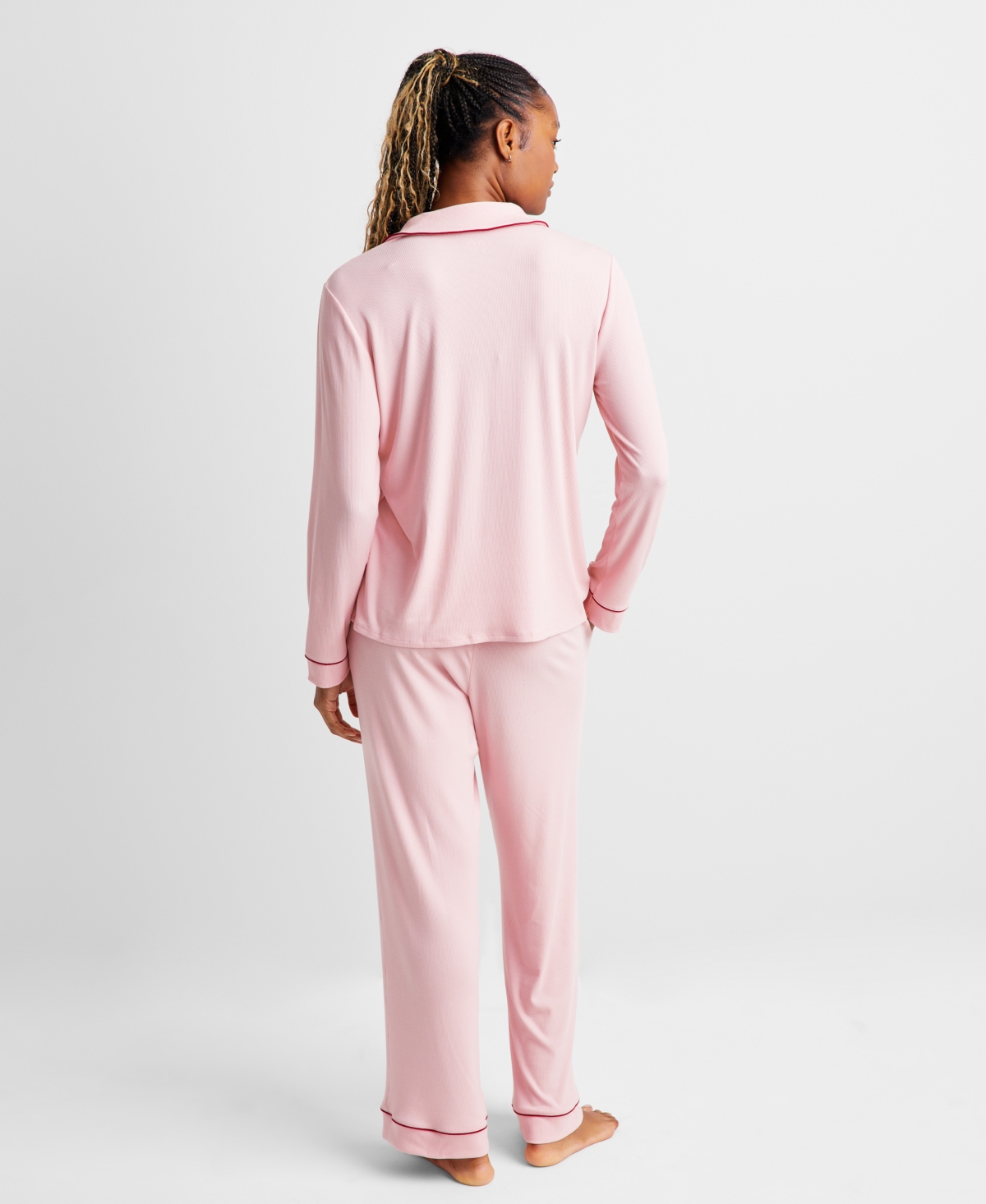 State Of Day Women's 2-pc. Packaged Ribbed Notched-collar Pajamas Set Xs-3x, Created For Macy's