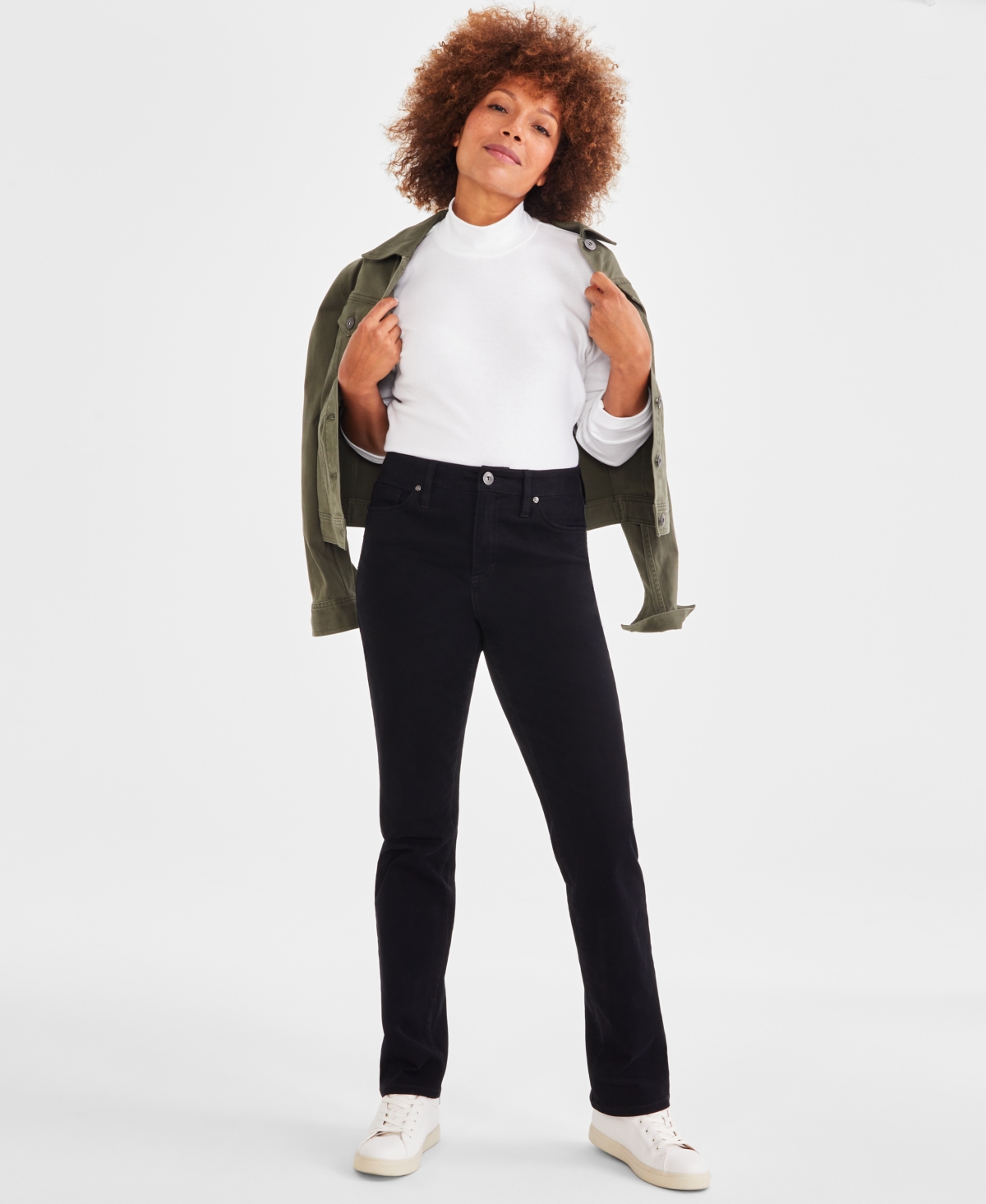 Style & Co Women's Straight-Leg High Rise Twill Pants, Created for Macy's