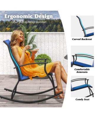 2 Pieces Outdoor Rocking Chairs with Breathable Backrest