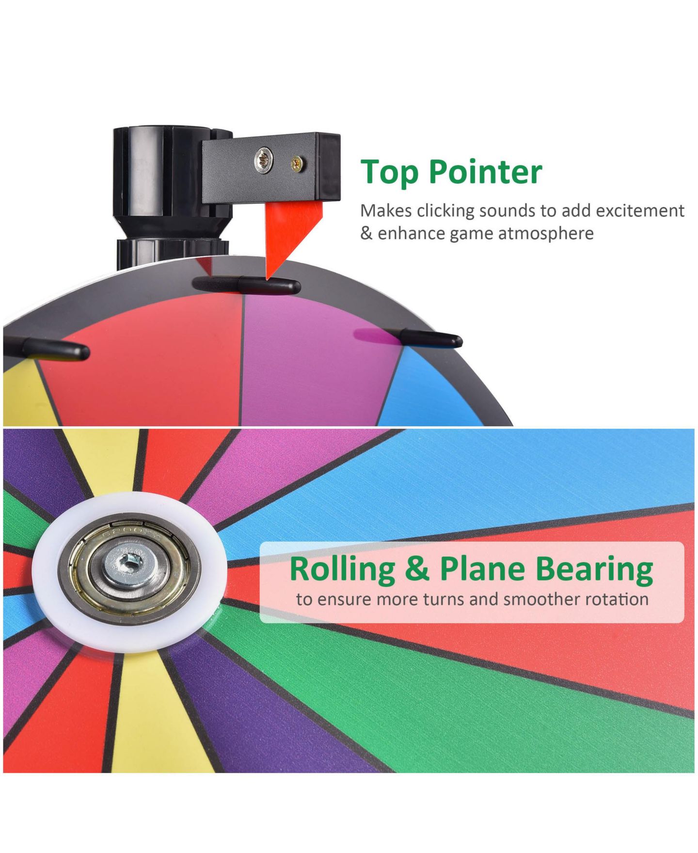 Детская игрушка WinSpin 24" Dual Use Prize Wheel Tabletop or Floor Stand Spinning Wheel Carnival Game Tradeshow, цвет: Natrual — фото 4