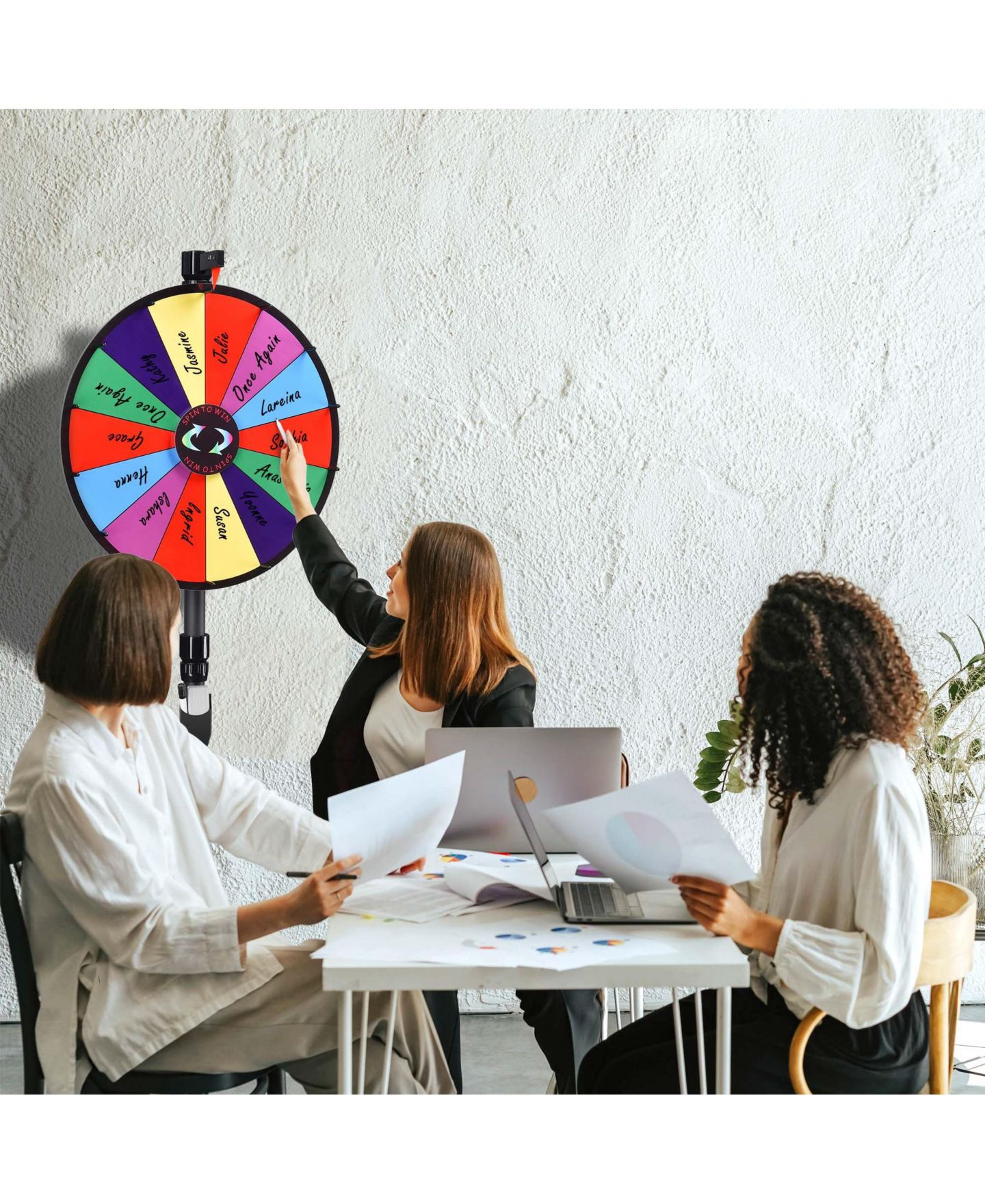 Детская игрушка WinSpin 24" Dual Use Prize Wheel Tabletop or Floor Stand Spinning Wheel Carnival Game Tradeshow, цвет: Natrual — фото 9