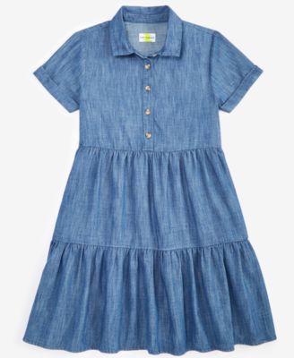 Epic Threads - Big & Little Girls Tiered Chambray Shirtdress