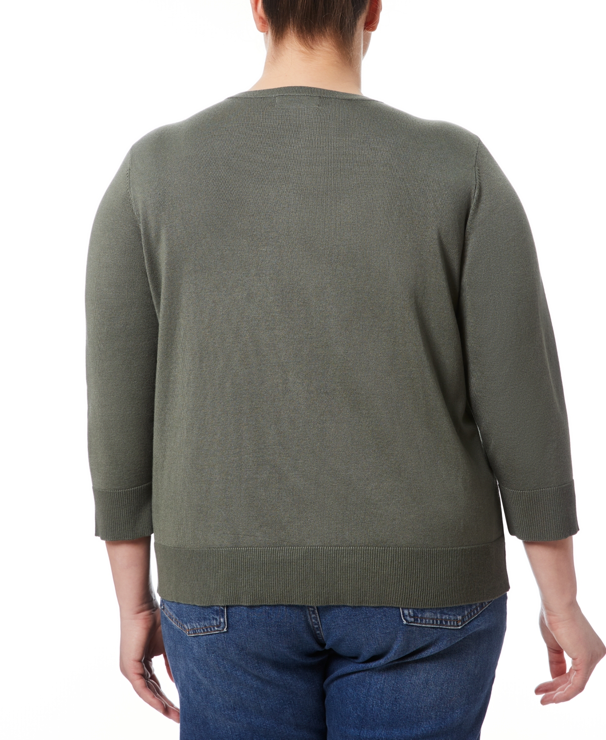 Melissa Paige Plus Size Novelty-Button 3/4-Sleeve Cardigan Sweater