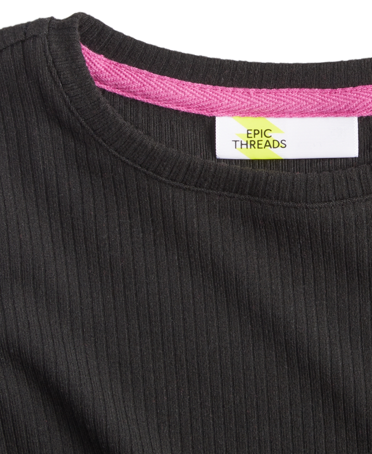 Epic Threads Toddler Girls Solid Ribbed Lettuce-Hem Top, Created for Macy's