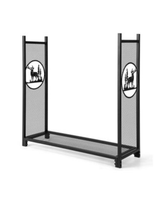4 Feet Firewood Rack Stand with Mesh Sides