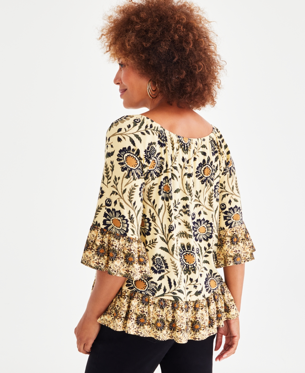 Style & Co Women's Printed On-Off Knit Top, Created for Macy's