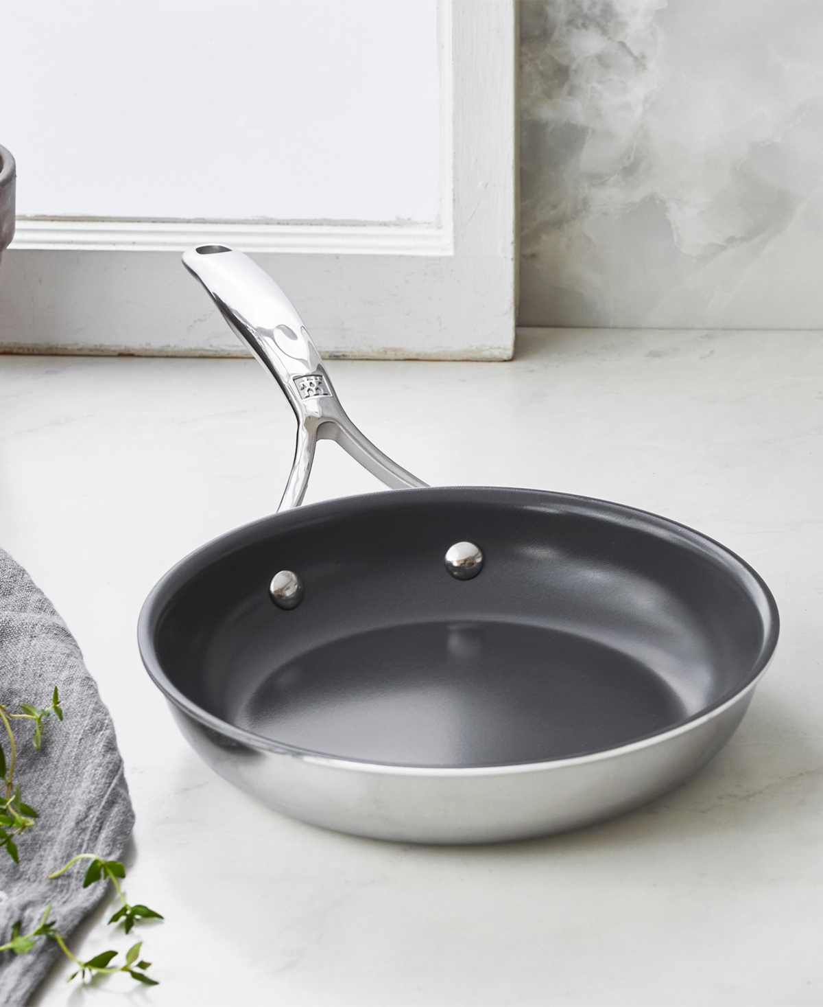 Zwilling Energy Plus 8-inch Stainless Steel Ceramic Nonstick Fry Pan In Stainless Steel,grey