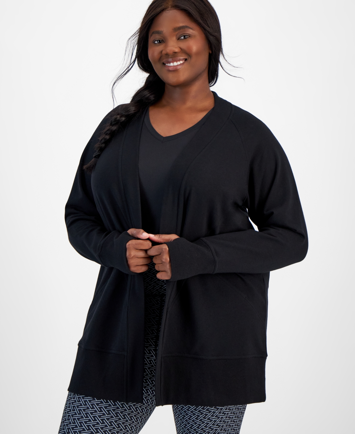 Plus Size Comfort Cardigan, Created for Macy's - Deep Black