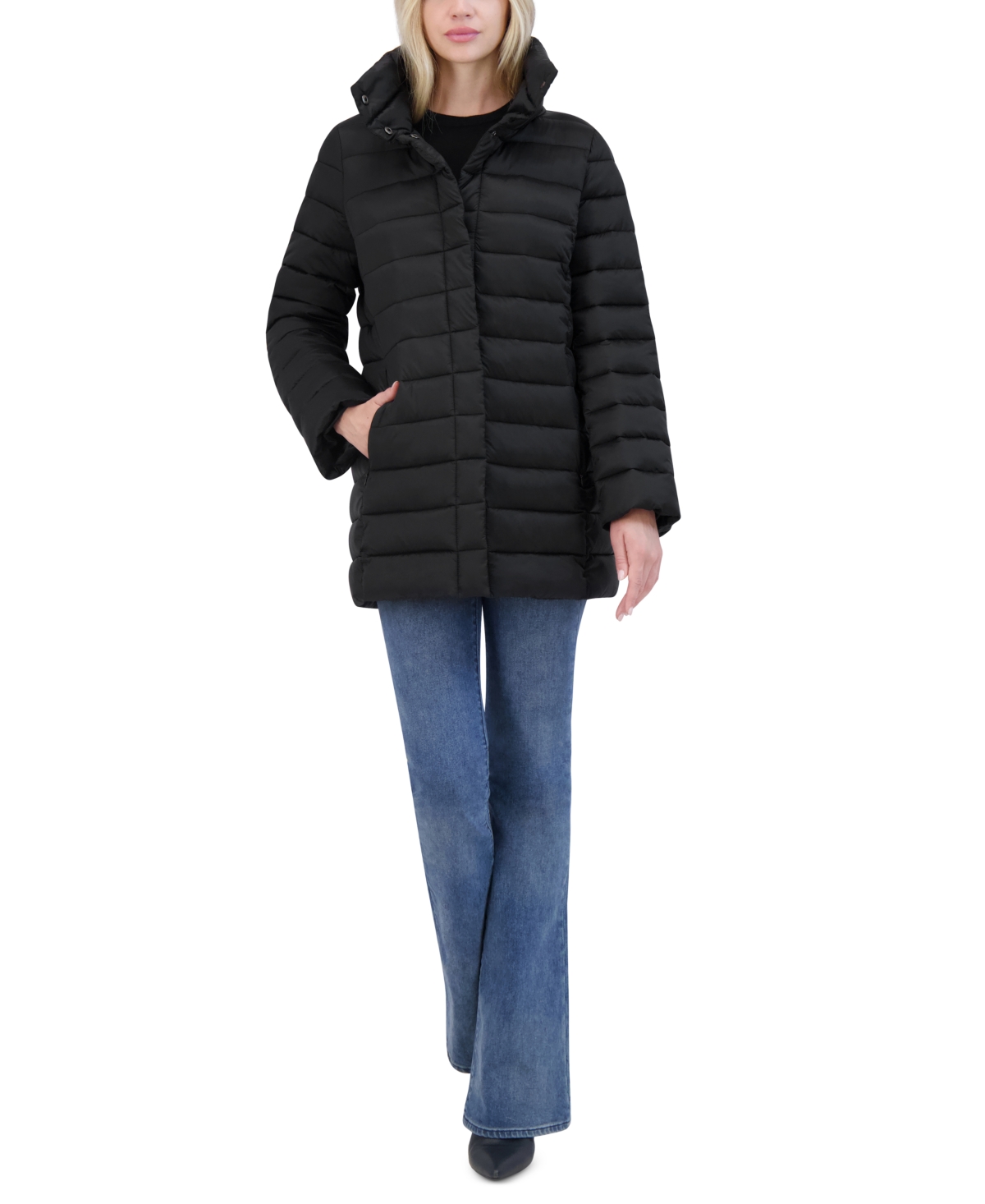 Tahari Women's Shine Collared Packable Puffer Coat