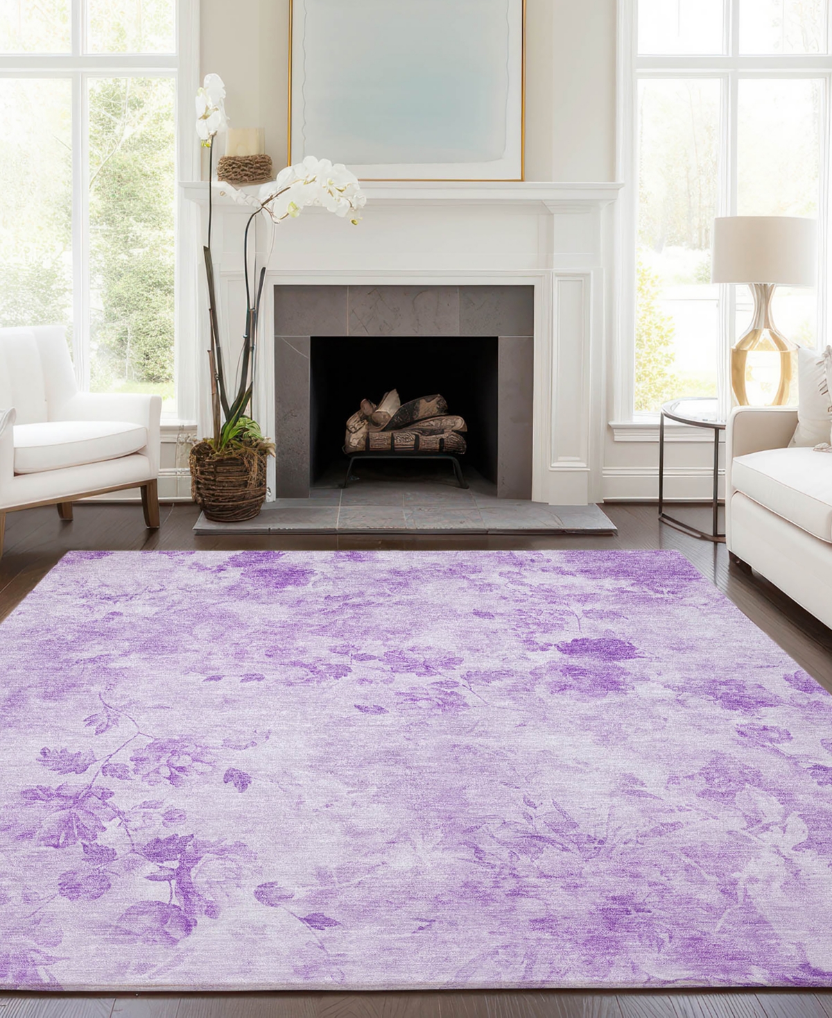 Addison Chantille Acn724 5'x7'6" Area Rug In Lavender