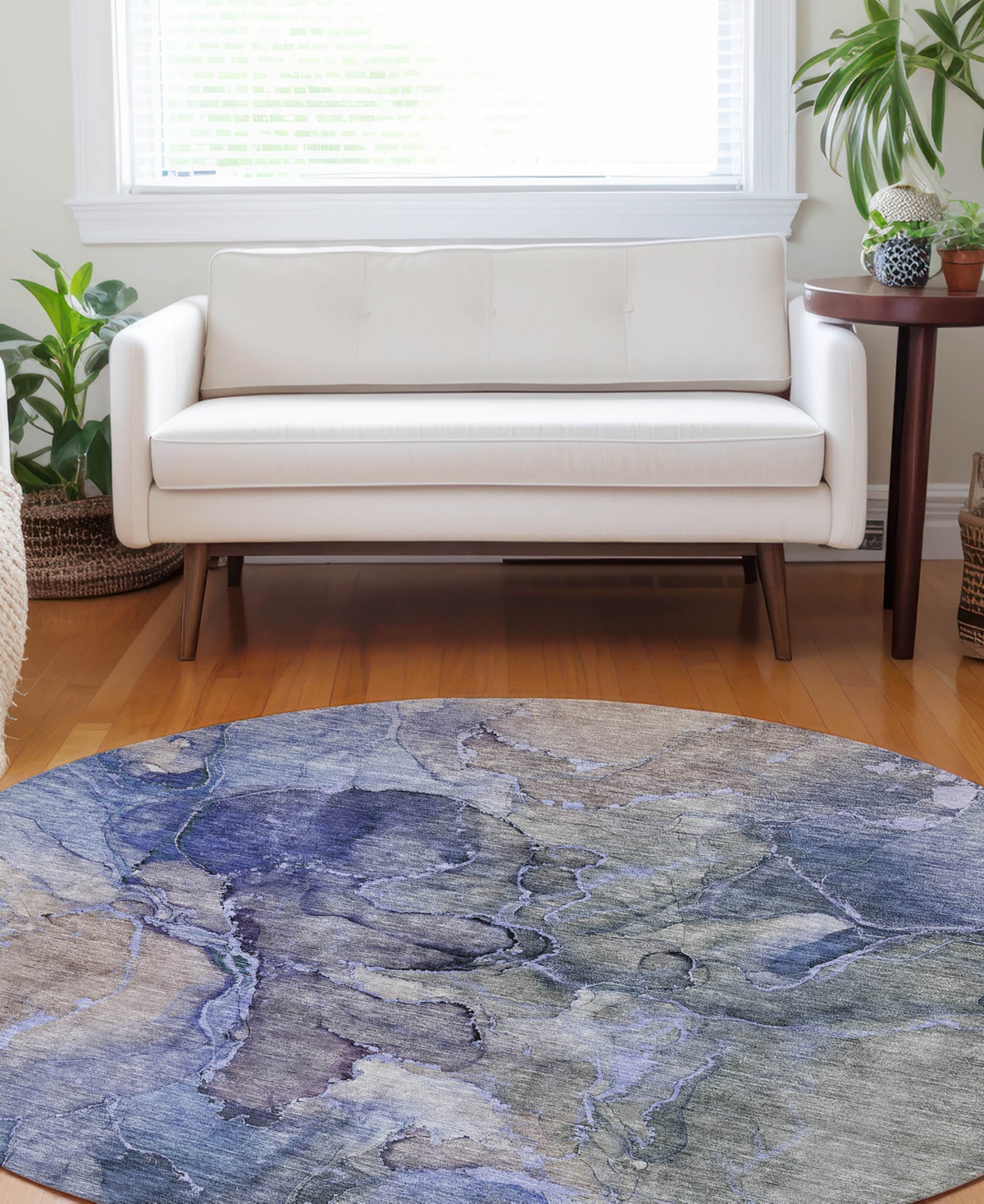 Addison Chantille Acn724 8'x8' Round Area Rug In Blue